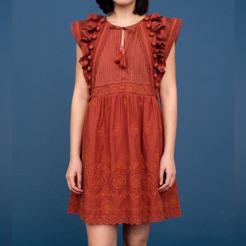 Sea NY Sophie Lace Tunic Ruffle Embroidered Dress - Picture 12 of 13